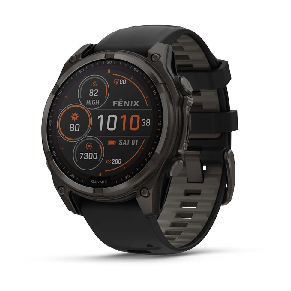 13541.970 Умные часы Garmin Fenix 8 47mm SOLAR Sapphire Carbon Gray DLC Titanium with Black/Pebble Gray Silicone Band (010-02906-10) — изображение 1