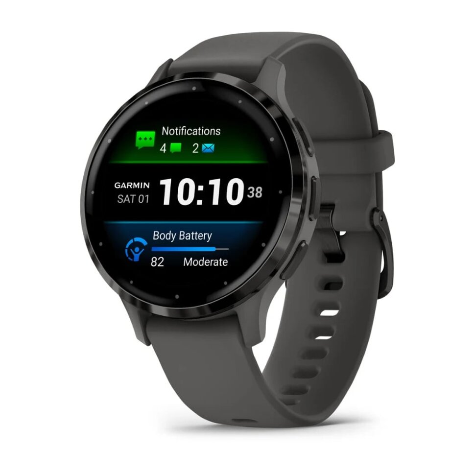 13666.970 Умные часы Garmin Venu 3S 41mm Slate Stainless Steel Bezel with Pebble Gray Case and Silicone Band (010-02785-00) — изображение 1