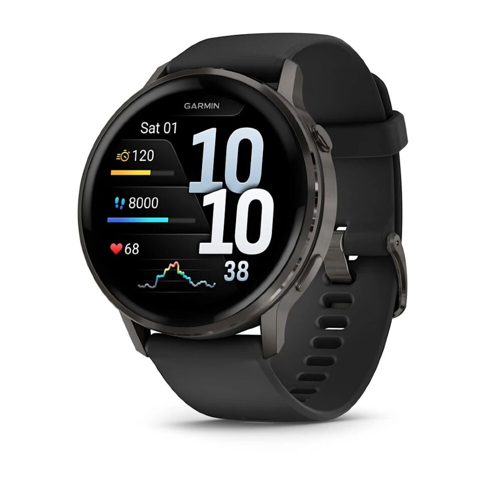 30880.970 Умные часы Garmin Venu 4 45mm Slate with Black Silicone Band (010-03014-00) — изображение 1