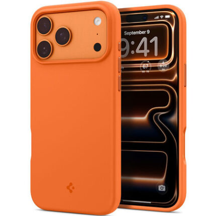 Чехол защитный Spigen Silicone Fit MagSafe для iPhone 17 Pro Max Оранжевый (Cosmic Orange) — изображение 3