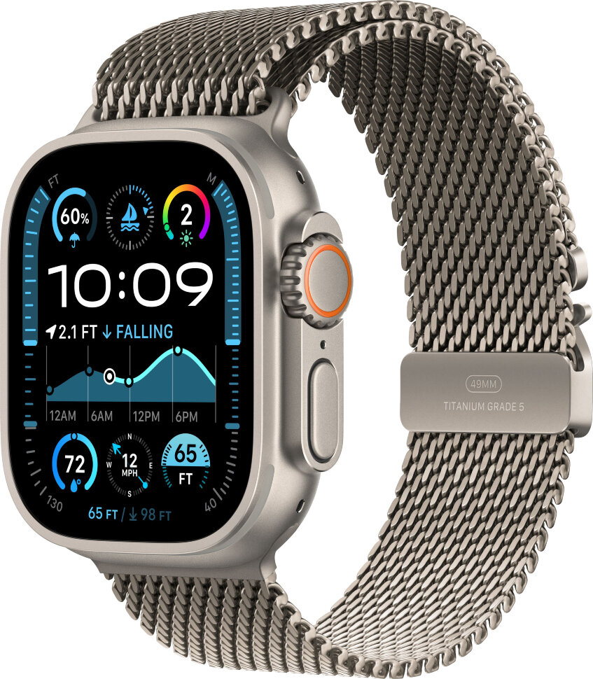 4649.970 Умные часы Apple Watch Ultra 2 2024 49mm Natural Titanium Case with Natural Titanium Milanese Loop (M) — изображение 1